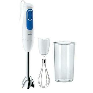 Blender de mana Braun MultiQuick 3 MQ 3005, 700 W, 0.6 l, Cutite inox, MQ 10 Accesoriu Tel (Alb/Albastru) imagine