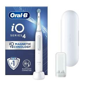 Periuta de dinti electrica Oral-B iO4 cu Tehnologie Magnetica si Micro-Vibratii, Senzor de presiune Smart, 4 moduri, 1 capat, Trusa de calatorie (Alb) imagine