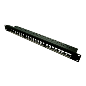 Patch panel 24 porturi, 1U, neechipat, suport de cabluri integrat, black - EMTEX imagine