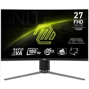 Monitor Gaming Rapid VA LED MSI MAG 27inch 27C6PF, Full HD (1920 x 1080), HDMI, DisplayPort, Ecran curbat, 180 Hz, 0.5 ms (Negru) imagine