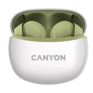 Casti True Wireless Canyon TWS-5, Bluetooth, In-Ear, Microfon (Alb/Verde) imagine