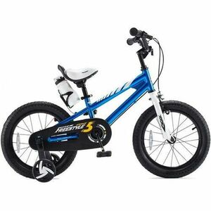 Bicicleta Copii RoyalBaby Freestyle, Roti 14inch, frana U-Brake, cadru otel, roti ajutatoare (Albastru) imagine