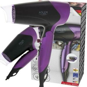 Uscator De Par Adler AD2260, 1600W, 2 Trepte De Viteza Si Temperatura, Concentrator De Aer, Negru/Violet imagine