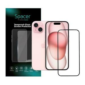 Folie de protectie Spacer pentru Iphone 15, grosime 0.3mm, Tempered Glass, sticla 9D, duritate 9H imagine