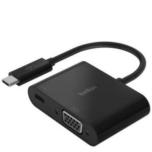 Docking station Belkin AVC001btBK, USB-C la VGA si incarcator, 1080p, 60Hz, 60 W (Negru) imagine