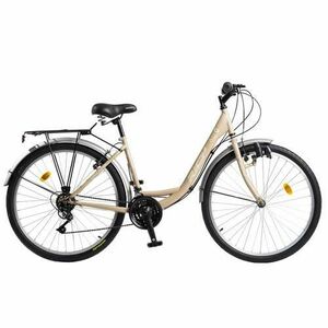 Bicicleta Oras RICH R2632A, roti 26inch, cadru otel 19inch, 18 viteze, Frane V-Brake, Far cu dinam (Crem) imagine