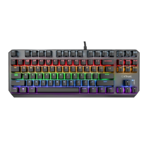 Tastatura Gaming Mecanica Trust GXT 834 Callaz RGB TKL Gaote Outemu Red Switch, USB layout US (Negru) imagine