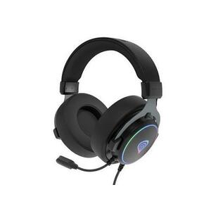 Casti Gaming Over-Ear Genesis Neon 764, USB-A 2.0, Surround Virtual 7.1, Iluminare RGB, Microfon (Negru) imagine