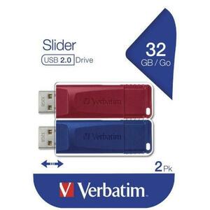 Stick USB Verbatim Store n Go Slider, 32GB, USB 2.0, 2 buc. (Rosu/Albastru) imagine