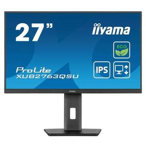 Monitor IPS LED Iiyama 27inch XUB2763QSU-B1, QHD (2560 x 1440), HDMI, DisplayPort, Boxe, Pivot, 100 Hz, 2 ms (Negru) imagine