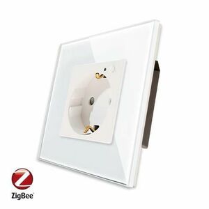 Priza Inteligenta cu Protocol Zigbee cu Rama Din Sticla LUXION (Alb) imagine