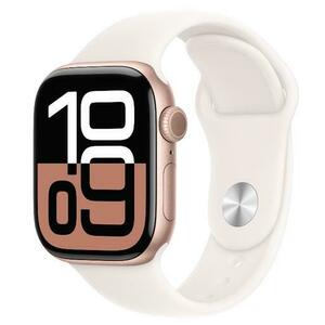 Smartwatch Apple Watch 10 GPS Cellular, Carcasa Rose Gold Titanium 42mm, ecran LTPO OLED, 64GB, curea silicon Light Blush Sport Band - M/L (Auriu) imagine