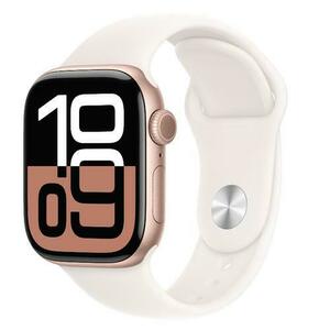 Smartwatch Apple Watch 10 GPS Cellular, Carcasa Gold Titanium 42mm, ecran LTPO OLED, 64GB, curea silicon Starlight Sport Band - S/M (Auriu) imagine