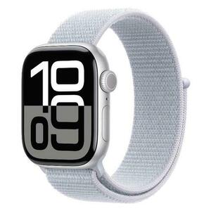 Smartwatch Apple Watch 10 GPS Cellular, Carcasa Silver Titanium 42mm, ecran LTPO OLED, 64GB, curea textil Blue Cloud Sport Loop (Argintiu/Albastru) imagine