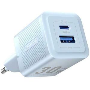 Incarcator retea Vention FEQL0-EU, 30W, 1 x USB Type-C, 1 x USB, 5V/3A, PD 3.0, QC 3.0, QC 4.0, Albastru imagine