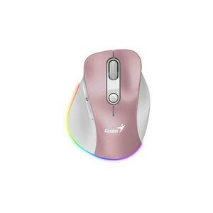 Mouse Wireless Genius Ergo 9000S Pro, Bluetooth, 2400 DPI, reincarcabil, RGB (Roz) imagine