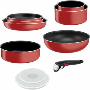 Set 10 piese Tefal Ingenio Easy Cook & Clean, invelis antiaderent Titanium, indicator temperatura Thermo-Signal, maner detasabil, rosu imagine