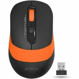 Mouse A4tech, gaming, wireless, 2.4GHz, optic, 2000 dpi, butoane/scroll 4/1, buton selectare viteza, Negru / Portocaliu imagine