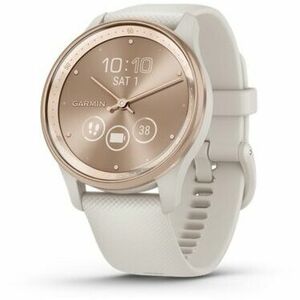 Ceas smartwatch Garmin vivomove Trend, Silicone Band, Peach Gold Stainless Steel Bezel cu carcasa Ivory Case imagine