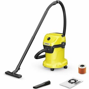 Aspirator multifunctional Karcher WD 3 V-17/4/20 1.628-127.0, Aspirare umeda si uscata, 17 l, Furtun 2 m, 1000 W, Sac filtru din hartie, Functie de suflare, Galben/Negru imagine