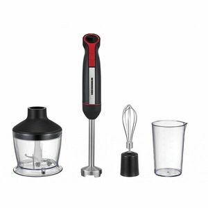 Blender vertical HHB-DC1200BKRD, 1200W, motor DC, viteza variabila + turbo, picior blender inox, lame inox, Negru/Rosu imagine