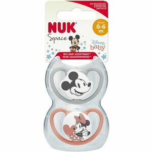 Suzeta Nuk Space Mickey, Silicon, 0-6 Luni, Forma Ortodontica, Set 2Buc/Cutie, Rosu/Gri imagine