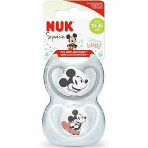 Suzeta Nuk Space Mickey, Silicon, 18-36 Luni, Forma Ortodontica, Set 2Buc/Cutie, Gri/Alb imagine