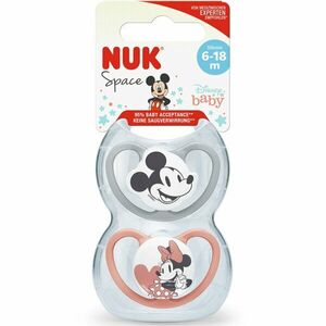 Suzeta Nuk Space Mickey, Silicon, 6-18 Luni Luni, Forma Ortodontica, Set 2Buc/Cutie, Rosu/Gri imagine