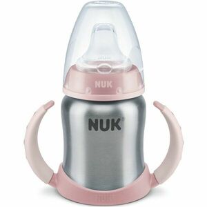 Biberon Inox Nuk First Choice+, Cu Toarte Si Tetina De invatare, 125 ml, Termoizolant, Roz imagine