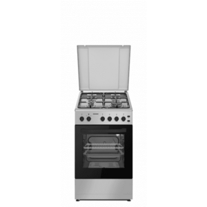 Aragaz Heinner HFSC-S60LITGSL, 4 arzatoare, 50x60cm, aprindere electrica, grill, Argintiu imagine