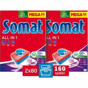 Pachet Detergent pentru masina de spalat vase Somat All in one, 2x80 tablete imagine