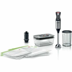 Set blender vertical, sistem vidare, saci pentru vidare, MS6CM61V2, Otel inoxidabil/Plastic, 0.6 L, 1000 W, Argintiu/Negru imagine