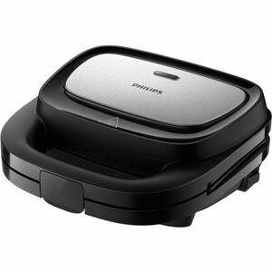 Sandwich-maker Philips HD2350/80 seria 5000, 750 W, Plite neaderente detasabile, Plitele de taiere si sigilare, 3 seturi de plite pentru panini, vafe si sandwich-uri, Leduri indicatoare, Sistem de blocare rapida, Comutator pornit/oprit, Negru imagine