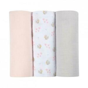 Set 3 Museline Beaba bumbac organic 70x70 cm Swan Pink imagine