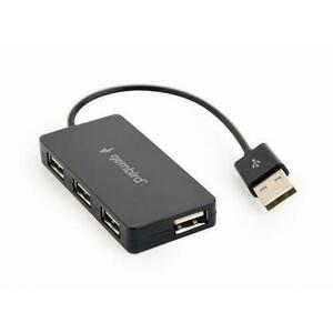 HUB extern GEMBIRD, porturi USB: USB 2.0 x 4, conectare prin USB 2.0, cablu 0.15 m, Negru imagine