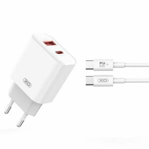 Incarcator Retea USB-C XO Design CE12, 20W, 1.67A, 1 x USB-A - 1 x USB-C, Alb imagine