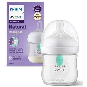 Biberon Philips Avent Natural Response SCY670/01, Dispozitiv anticolici AirFree, 125 ml, +0 luni, Fara BPA (Alb/Transparent) imagine