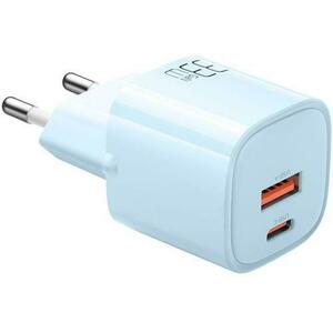 Incarcator Retea Mcdodo Dual Port USB-A si Type-C Nano Series GaN Fast Charging PD, 33W (Albastru) imagine