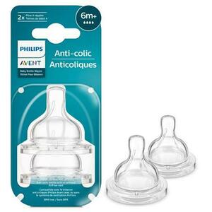 Set 2 tetine Philips Avent Anti-colici SCY764/02, +6 luni, Debit 6 (Transparent) imagine