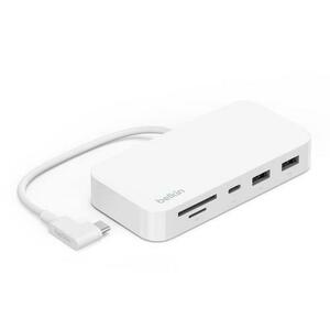 Hub USB Belkin INC011BTWH, USB-C, RJ-45, USB-A, SD/microSD (Alb) imagine