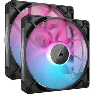 Kit 2 ventilatoare Corsair iCUE LINK RX140 RGB, iluminare RGB, 140mm, 1700 rpm, PWM (Negru) imagine