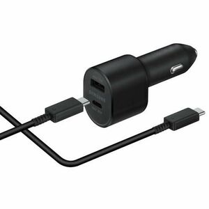 Incarcator auto Samsung Super Fast Charger EP-L5300XBEGEU, 1 x USB Type-C 45W, 1 x USB-A 15W + cablu USB Type-C, 1m (Negru) imagine