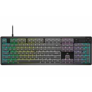 Tastatura gaming Corsair K55 CORE iCUE, rubberdome, ten-zone RGB, four dedicated media keys, responsive switches, 300ml spill resistance (Gri) imagine