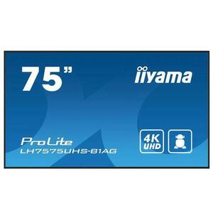 Display Profesional IPS LED Iiyama 75inch LH7575UHS-B1AG, UHD (3840 x 2160), HDMI, DisplayPort, Boxe (Negru) imagine