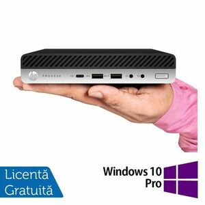 Calculator Sistem PC Refurbished HP EliteDesk 800 G3 Mini PC, Intel Core i5-7500T 2.70GHz, 8GB DDR4, 120GB SSD + Windows 10 Pro (Negru/Argintiu) imagine