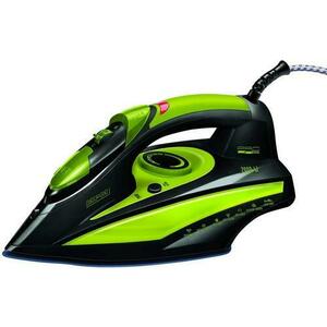 Fier de calcat cu aburi MPM MZE-04, 2800 W, 75 g/min, 330 ml, Talpa ceramica, Oprire automata (Negru/Verde) imagine