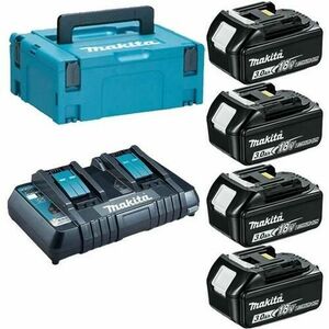 Set Makita 197970-3, 4 Acumulatori LXT 18 V 3.0 Ah BL1830B + Incarcator DC18RD + Valiza de transport imagine