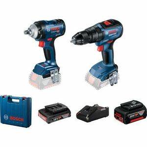 Set Bosch Professional 06019K0003, Masina insurubat cu impact Bosch GDS 18V-400, Masina gaurit si insurubat cu percutie Bosch GSB 18V-50, + 2x Acumulatori 2.0 / 5.0 Ah, Incarcator si Valiza de transport imagine