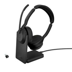 Casti Wireless Call Center Jabra Evolve2 55 UC, Bluetooth, Microfon, Stand incarcare, Autonomie 18 ore (Negru) imagine