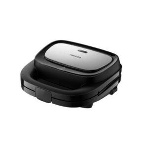 Sandwich-maker Philips HD2350/80 seria 3000, 750 W, Plite neaderente detasabile, Plitele de taiere si sigilare, 3 seturi de plite pentru panini, vafe si sandwich-uri, Leduri indicatoare, Sistem de blocare rapida, Comutator pornit/oprit (Negru) imagine